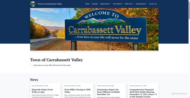 Security scan screenshot of https://carrabassettvalley.gov/
