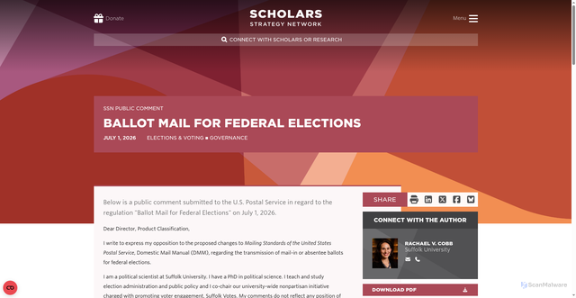 Security scan screenshot of https://scholars.org/contribution/ballot-mail-federal-elections
