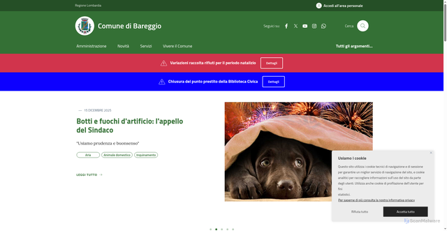 Security scan screenshot of https://www.comune.bareggio.mi.it/