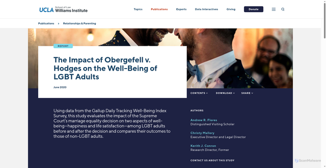 Security scan screenshot of https://williamsinstitute.law.ucla.edu/publications/happiness-after-obergefell/