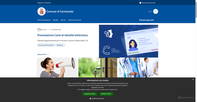 Security scan screenshot of https://www.comune.cermenate.co.it/it