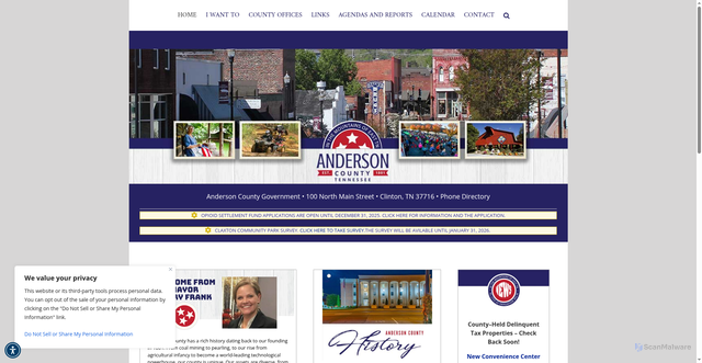 Security scan screenshot of https://andersoncountytn.gov/