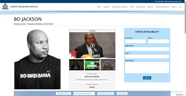 Security scan screenshot of https://capcityspeakers.com/bo-jackson/