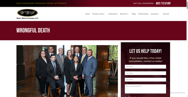 Security scan screenshot of https://www.lawyersnh.com/practice-areas/personal-injury-law/wrongful-death/