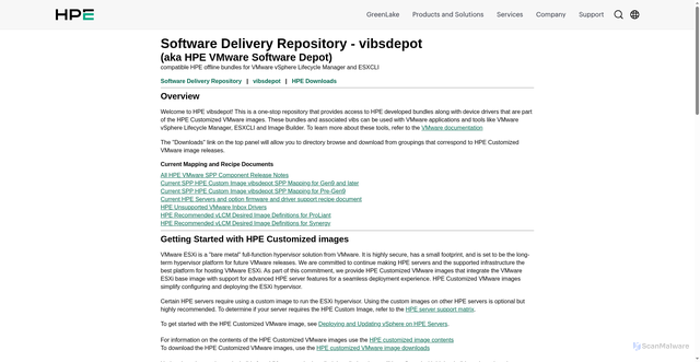 Security scan screenshot of https://vibsdepot.hpe.com