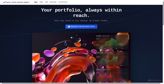 Security scan screenshot of https://stockdesktopwidget.com