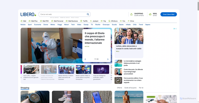 Security scan screenshot of https://anagrafesquillace@libero.it
