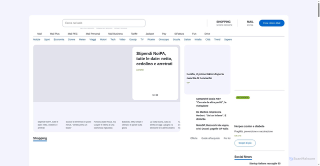 Security scan screenshot of https://anagrafesquillace@libero.it