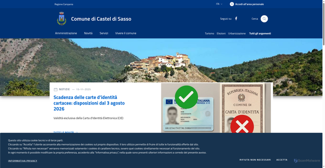 Security scan screenshot of https://www.comune.casteldisasso.ce.it/