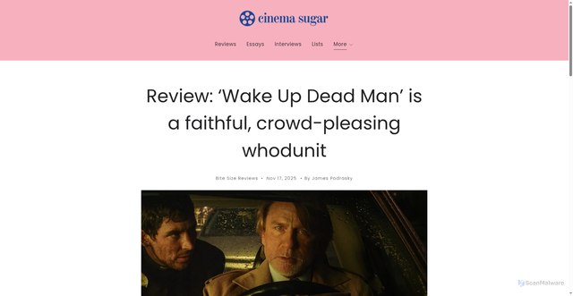 Security scan screenshot of https://heycinemasugar.com/posts/review-wake-up-dead-man-knives-out-mystery