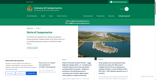 Security scan screenshot of https://comune.campomarino.cb.it/