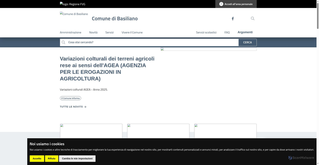 Security scan screenshot of https://www.comune.basiliano.ud.it/