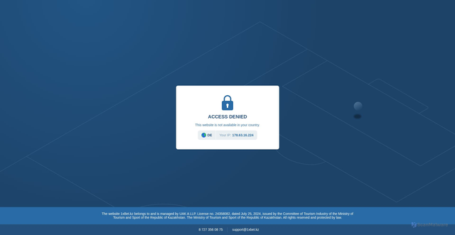 Security scan screenshot of https://1xbet.kz