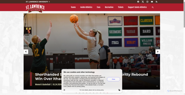 Security scan screenshot of https://saintsathletics.com/