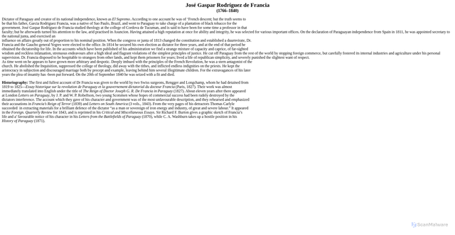Security scan screenshot of https://www.latinamericanstudies.org/paraguay/francia.htm