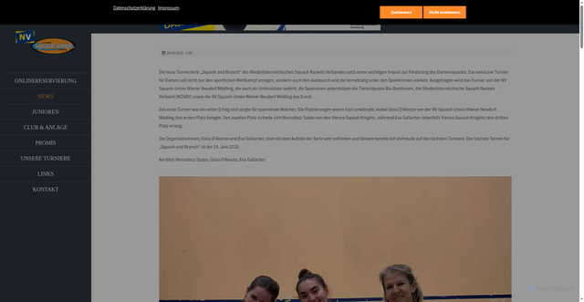 Security scan screenshot of https://squash-union.at/newsreader-news/squash-and-brunch.html