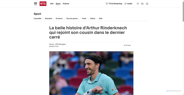 Security scan screenshot of https://www.rts.ch/sport/tennis/2025/article/arthur-rinderknech-en-demi-finale-a-shanghai-une-premiere-en-masters-1000-29024603.html
