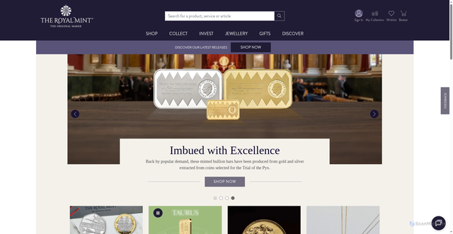 Security scan screenshot of https://royalmint.com