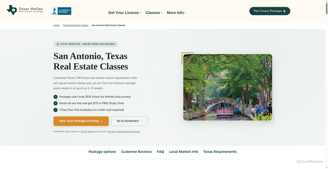 Security scan screenshot of https://texasonlinerealestateacademy.com/?p=4891