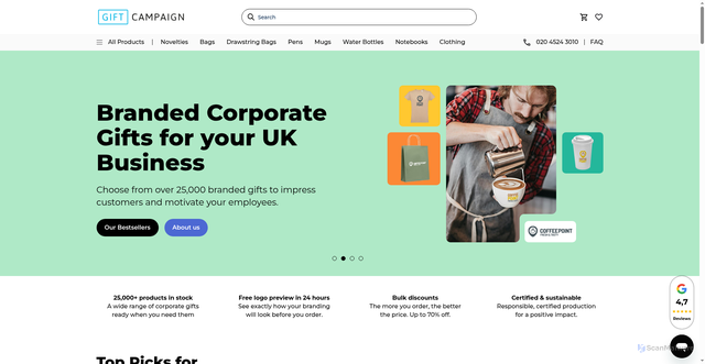 Security scan screenshot of https://www.giftcampaign.co.uk
