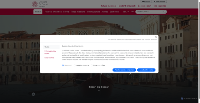 Security scan screenshot of https://www.unive.it/
