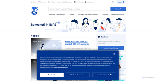 Security scan screenshot of https://www.inps.it/