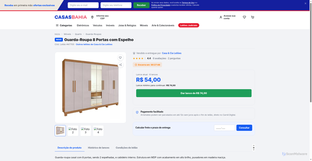 Security scan screenshot of https://leilaoaovivocompleto.vercel.app/product-guarda-roupa.html?utm_source=organic&utm_campaign=&utm_medium=&utm_content=&utm_term=