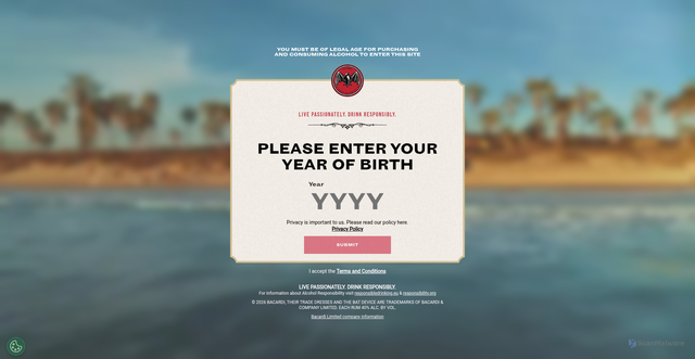 Security scan screenshot of https://www.bacardi.com