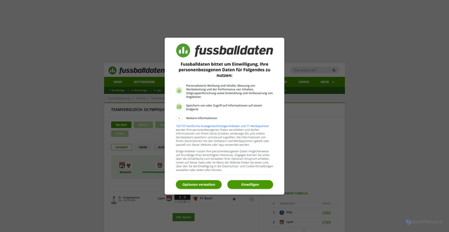Security scan screenshot of https://www.fussballdaten.de/vereine/olympique-lyon/fc-basel/
