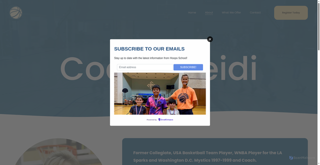 Security scan screenshot of https://www.hoops-school.com/coach-heidi