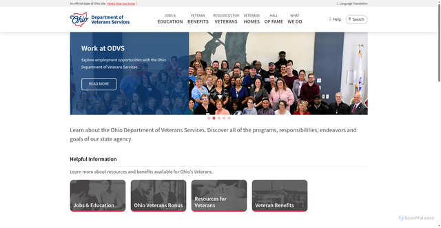 Security scan screenshot of https://dvs.ohio.gov/