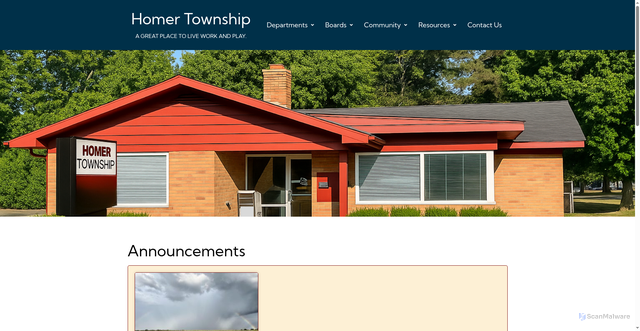 Security scan screenshot of https://homertownshipcalhouncounty.gov/
