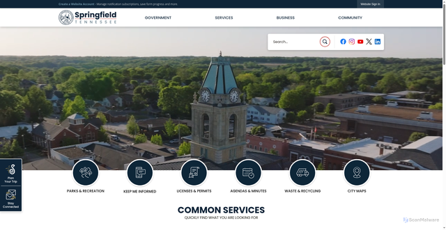 Security scan screenshot of https://springfieldtn.gov/