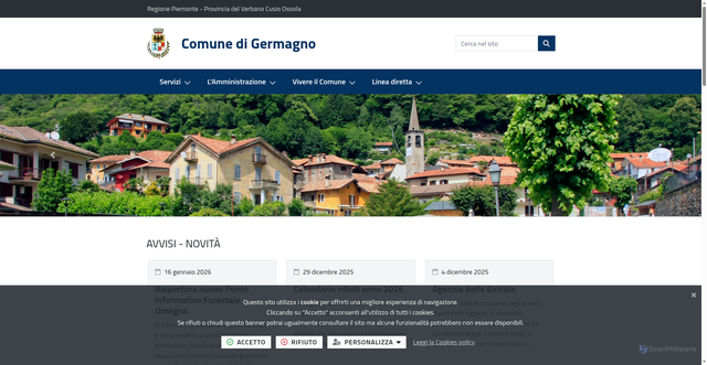 Security scan screenshot of https://www.comune.germagno.vb.it/it-it/home