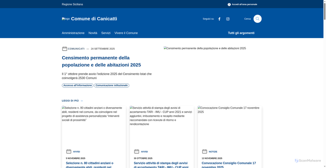 Security scan screenshot of https://www.comune.canicatti.ag.it/it