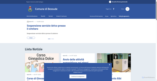 Security scan screenshot of https://comune.bessude.ss.it/