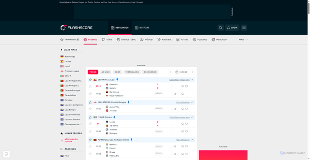 Security scan screenshot of https://flashscore.pt