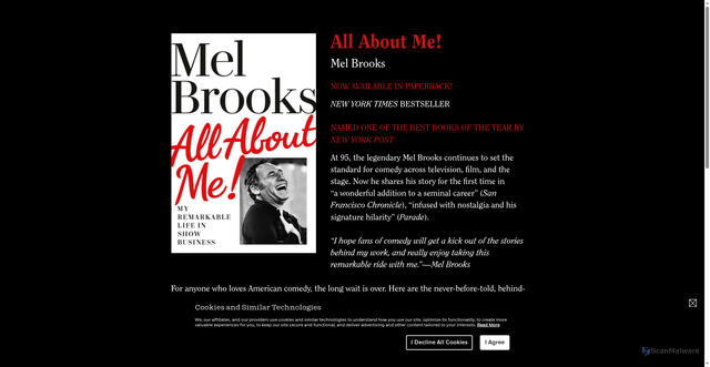 Security scan screenshot of https://sites.prh.com/mel-brooks