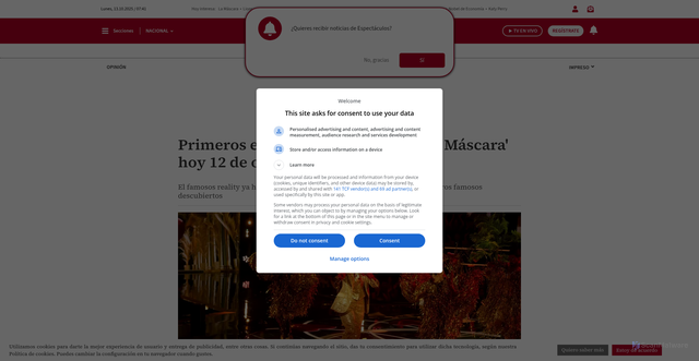 Security scan screenshot of https://www.milenio.com/espectaculos/television/primeros-eliminados-de-quien-es-la-mascara-hoy-12-de-octubre