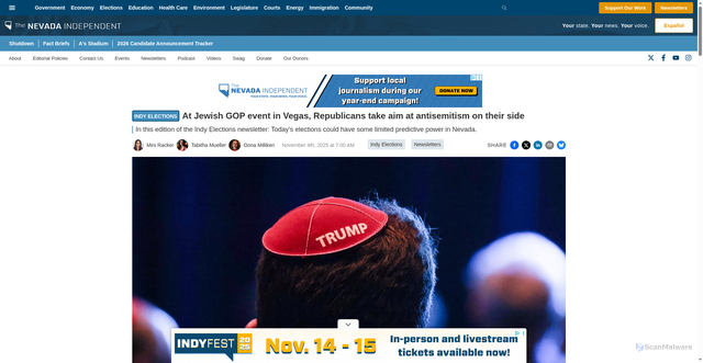 Security scan screenshot of https://thenevadaindependent.com/article/at-jewish-gop-event-in-vegas-republicans-take-aim-at-antisemitism-on-their-side