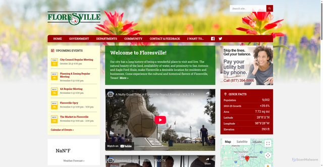 Security scan screenshot of https://www.floresvilletx.gov/