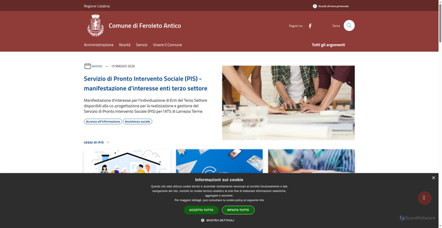 Security scan screenshot of https://www.comune.feroletoantico.cz.it