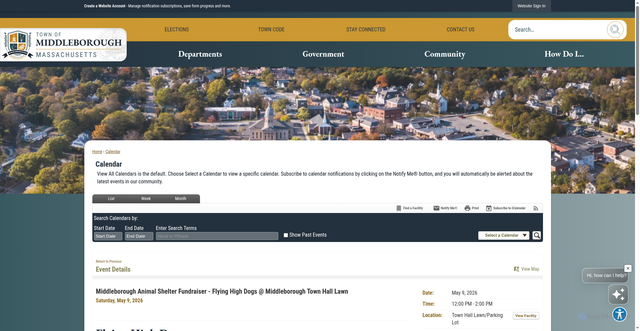 Security scan screenshot of https://www.middleboroughma.gov/Calendar.aspx?EID=9218