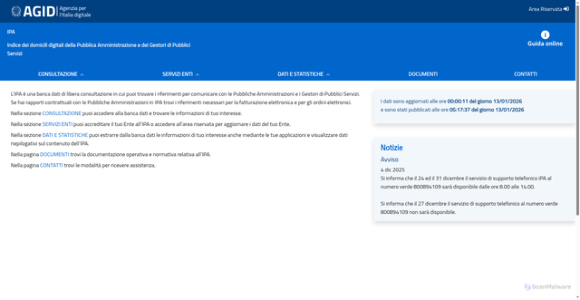 Security scan screenshot of https://www.indicepa.gov.it/ipa-portale/