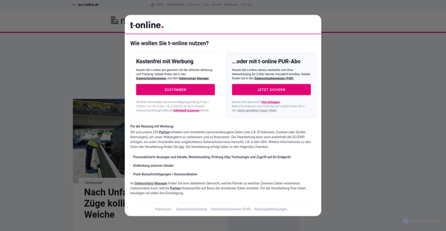 Security scan screenshot of https://muenchen.t-online.de