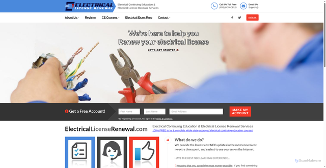 Security scan screenshot of https://electricallicenserenewal.com