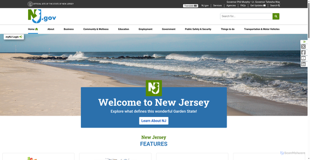 Security scan screenshot of https://www.nj.gov/