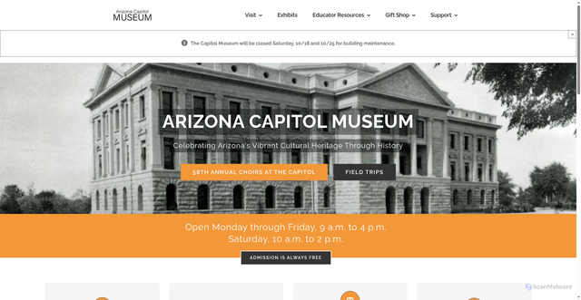 Security scan screenshot of https://azcapitolmuseum.gov/