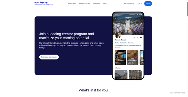 Security scan screenshot of https://creator.expediagroup.com