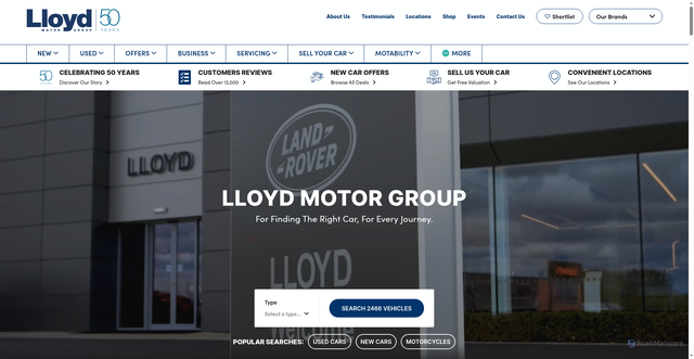 Security scan screenshot of https://lloydmotorgroup.com